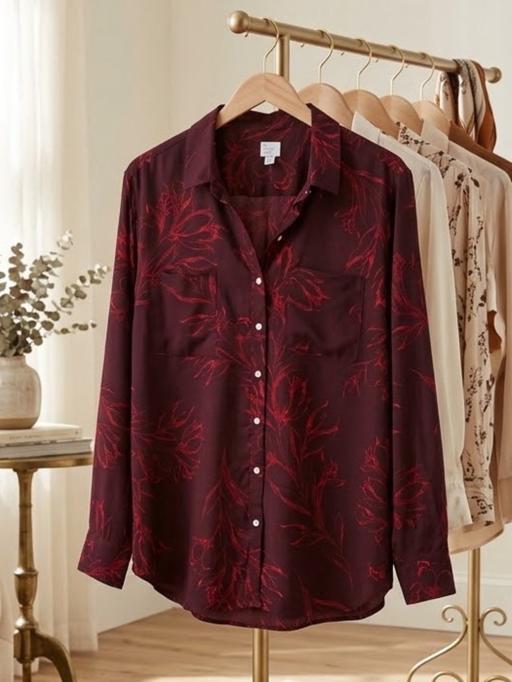 A New Day Soft Silky Button Down Blouse Size XL